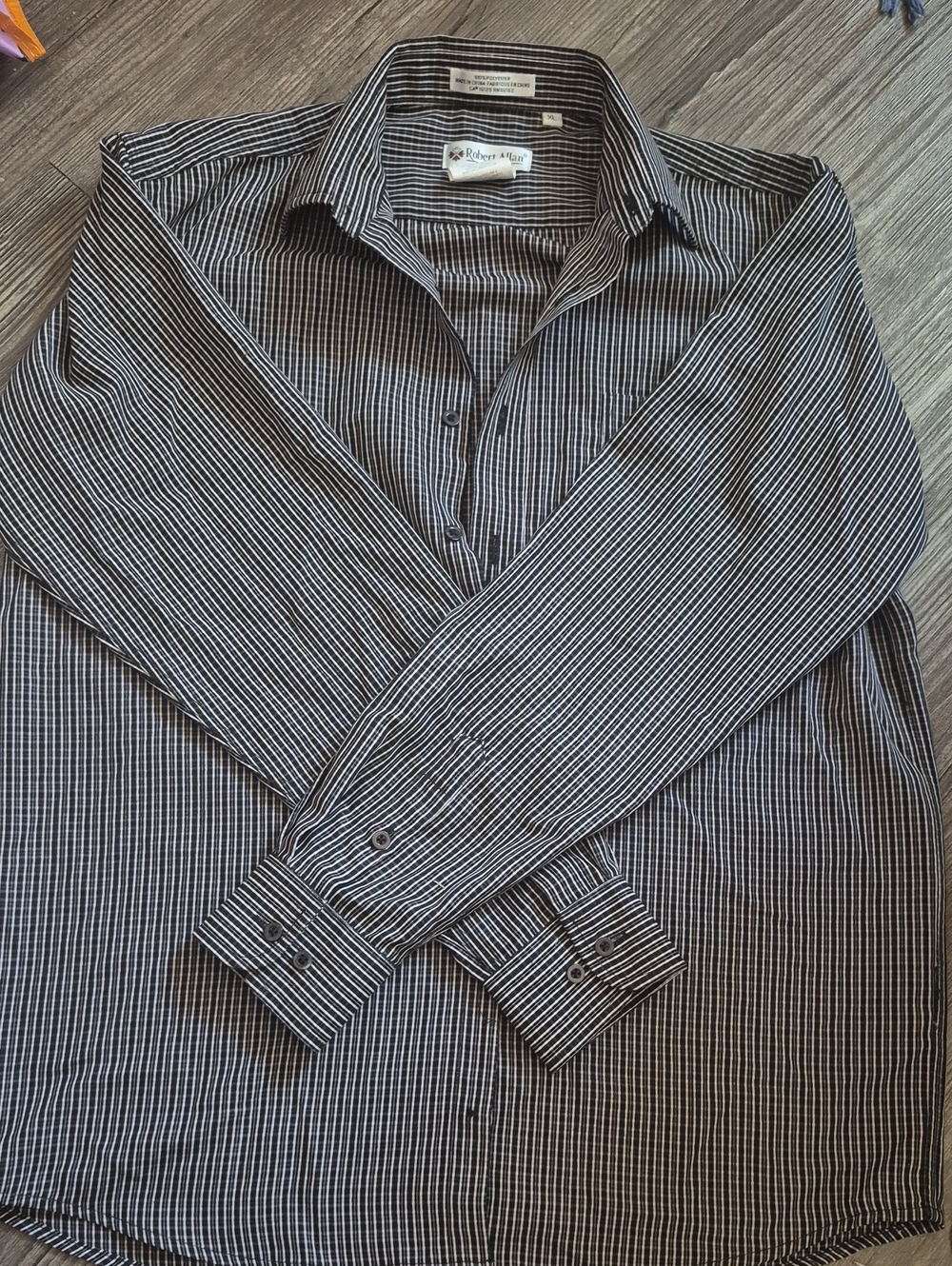 Robert Allen Youth Black and White Striped Button-Up Shirt